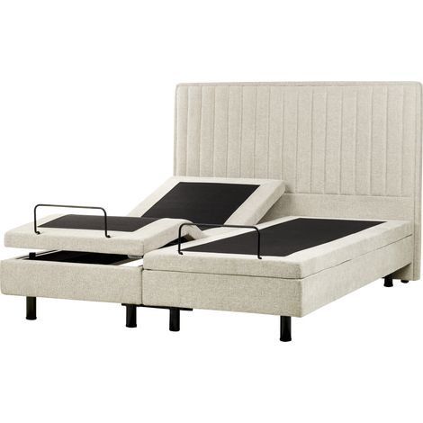 Cama articulada eléctrica moderna mando a distancia ajustable tapicería de tela beige 160 x 200 cm Duke II