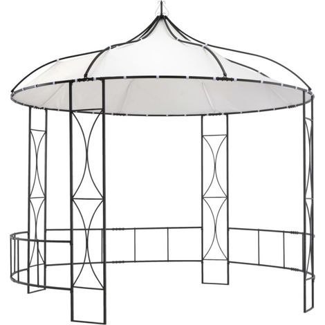 Vidaxl – Kiosque de jardin rond 300x290 cm – Tissu polyester résistant aux UV – Cadre en fer décoratif – Hauteur 195 cm