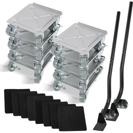 Randaco plateau Roulant 8x Lève-meubles acier Charge max 500 kg Planche à roulettes Transporteur de meubles pour tous les sols Aide au transport (1/5)