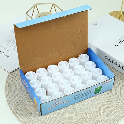 Ortviai Bougies LED sans flamme, 24 pièces, lumière chaude, modes multiples, réutilisables, piles incluses