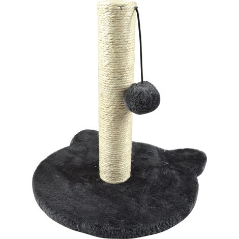 Arbre à Chaton avec Socle Tête de Chat et Jouet MDF 30 x 30 x H33 cm Anthracite (1/4)