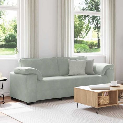 Sofá de 3 plazas de terciopelo gris claro 220x77x82 cm vidaXL
