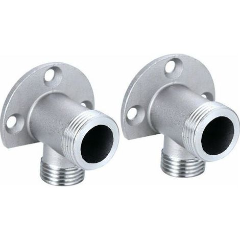 Kit d'installation pour système de douche extérieure qui relie les tuyaux aux robinets exposés. Mitigeur thermostatique.