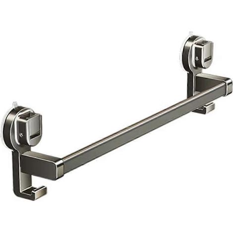 Porte-serviettes à ventouses pour salle de bain, gris, double poteau, fixation murale, sans perçage (1/5)