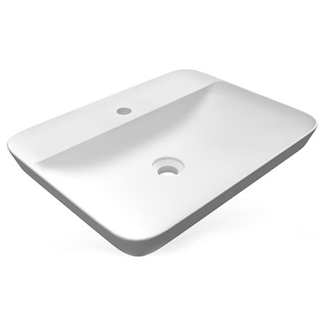 Vasque rectangulaire monotrou à encastrer 55 x 42 cm blanc (1/5)