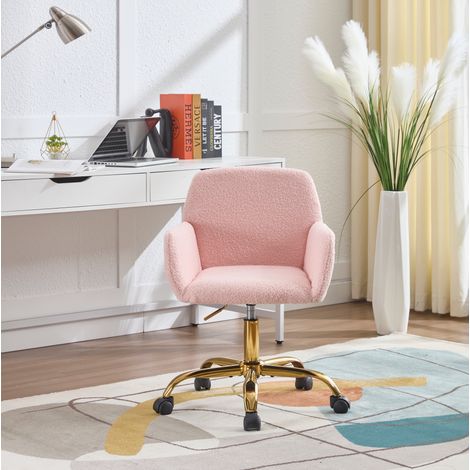 Sedia da ufficio girevole regolabile in altezza in tessuto effetto pelliccia rosa chiaro MODENUIT (1/5)