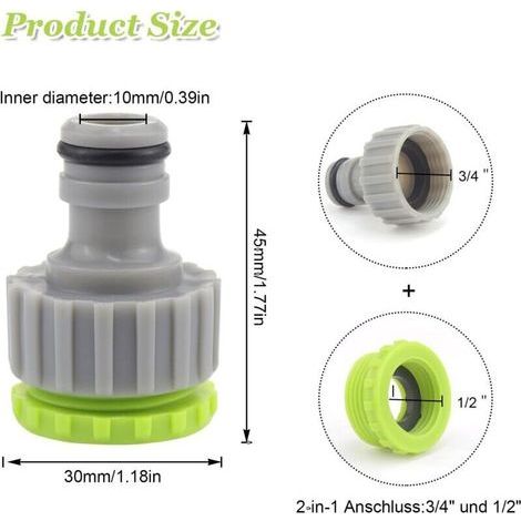 Raccord Robinet Jardin 2-en-1 Pack de 2 Connecteur 1/2\ (1/3)