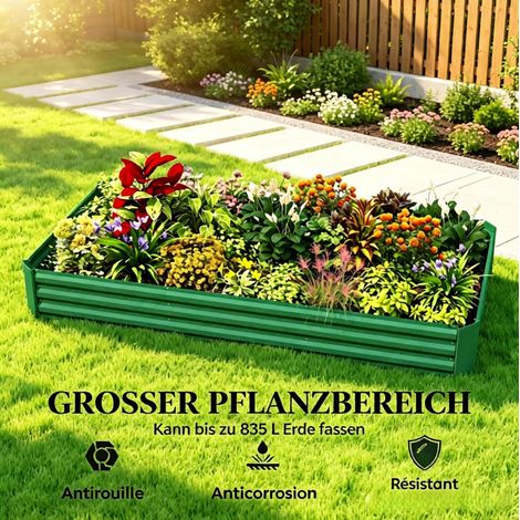 Garten-Hochbeet aus verzinktem Stahl grün 240 x 120 x 30 cm (1/2)