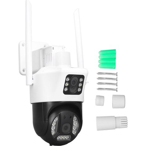 Caméra de surveillance WiFi 2 canaux 3MP 2304x1296 avec support, vision nocturne couleur, sécurité extérieure. (1/5)