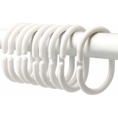 Filiyano-36 anneaux de rideau de douche en plastique, anneaux ronds en forme de C, crochets de rideau de douche 5,2 x 0,5 x 3,7 cm (blanc ) (1/4)