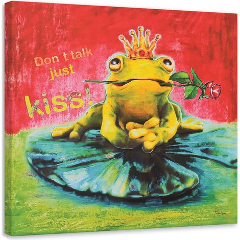 Tableau décoratif Grenouille Rose Baiser 30x30 (1/5)