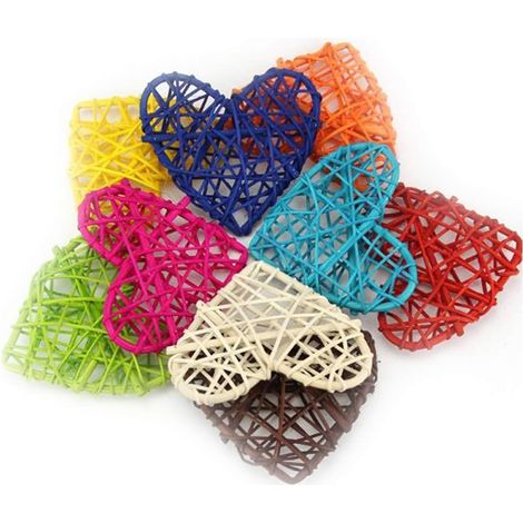 10pcs boule de rotin coloré coeur fée lumière guirlande lumineuse lanterne ornements de noël table de fête de jardin suspendu décoration 6cm très populaire et utile (1/5)
