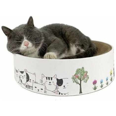 QORVA-Grattoir Chat Carton, Griffoir pour Chat Rond Papier Ondulé, Multifonction Haute Densité Chat Scratcher Carton Recyclable Scratching Pad, Jouet Grattoir pour Chat (1/5)