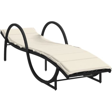 Maison Exclusive - Lettino Prendisole con Cuscino Nero 60x199x42 cm in Polyrattan
