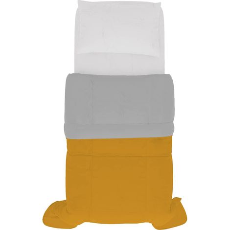 Couette d'été Bicolore Ocre/Gris Clair 150x200 cm (1/5)