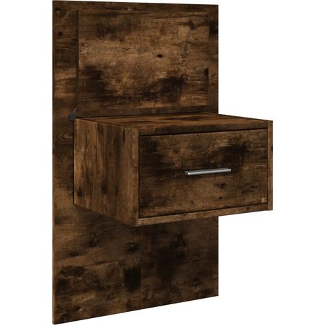 Comodino sospeso con luci LED e cassetto 48,5 x 32,5 x 80 cm MDF marrone DEC034172