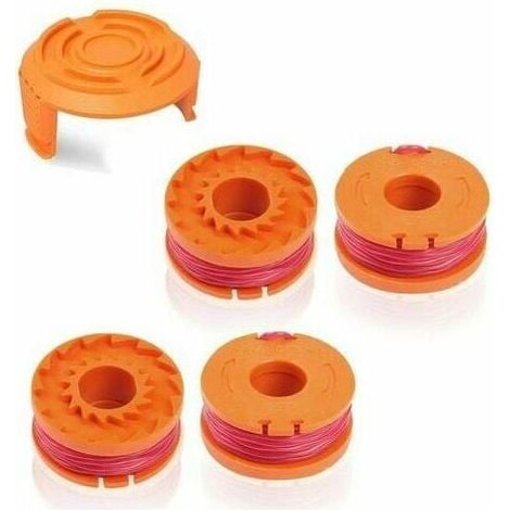 Worx WA0004.1 Long Life Replacement Line Spool for Worx 20V Lawnmower Ø 1.65 mm/3 m, Compatible with Wg150, Wg151.5, Wg160, Wg163E.2, Wg163E.1, Wg174, Wg180 (4 Spools + 1 Cap) MUMU (1/4)