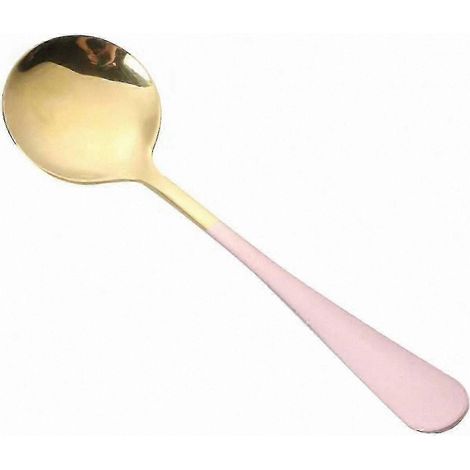 Cuillère à long manche en acier inoxydable, compatible avec les yaourts, les crèmes dessert, les glaces et les céréales, finition or rose