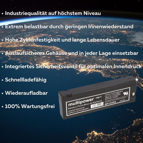 Multipower MP1222A AGM Bleiakku 12V 2Ah – Klemmkontakt (1/5)