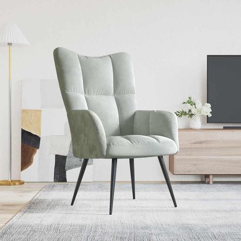 Relaxing Chair Light Grey Velvet vidaXL