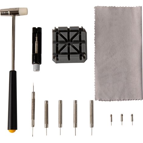 Beginner tool set for home watch repair, consisting of 12 pieces for adjusting watch straps, changing batteries and repairing watches.--DTEKGAZ