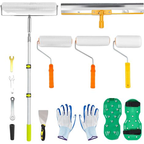 Kit di attrezzi autolivellanti, set di rulli chiodati, asta telescopica regolabile, BIANCO (1/2)