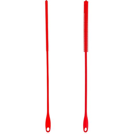 Sollbry 2er-Pack rote Strohbürste, Silikon-Strohbürste, extra langes Reinigungswerkzeug, wiederverwendbar, 8 mm + 6 mm (1/5)