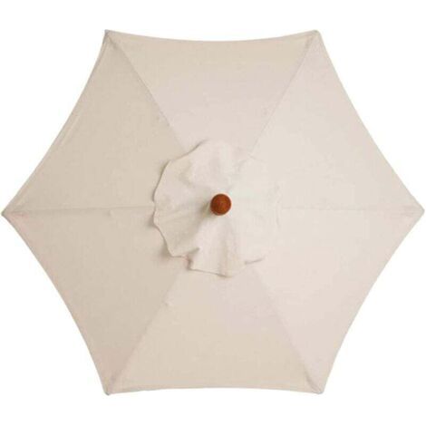 Telo di ricambio per ombrellone, 6 stecche, 2,7 m, impermeabile, anti-UV, tessuto di ricambio, bianco crema