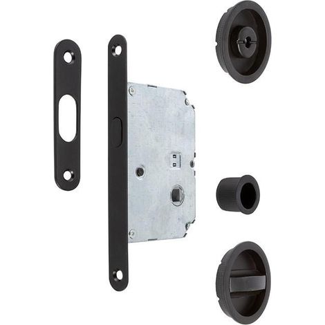 kit cierre puerta corredera red. negro mate ø56 exterior, d48 interior.