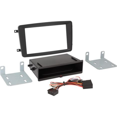 Facade autoradio 2DIN compatible avec Mercedes classe C CLK Vito Viano ap04 Avec Vide poche Induction Qi Noir
