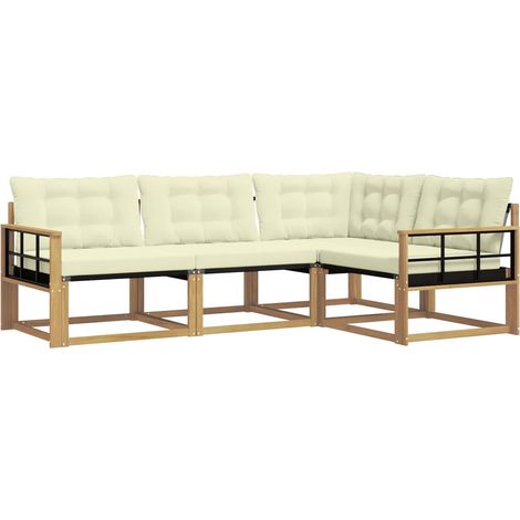 vidaXL Outdoor Sofa Set 4 pcs White and Cream