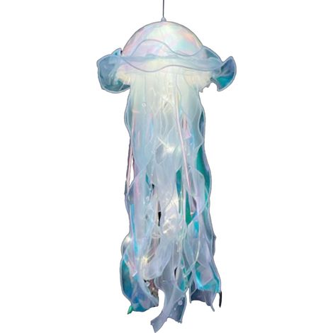 Ortviai Lampe suspendue en forme de méduse bleue – veilleuse créative portable en PVC et voile, piles incluses (1/5)