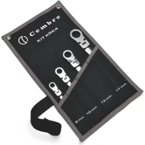 Cembre serie 4 chiavi combinate a cricchetto con testa snodata krk4