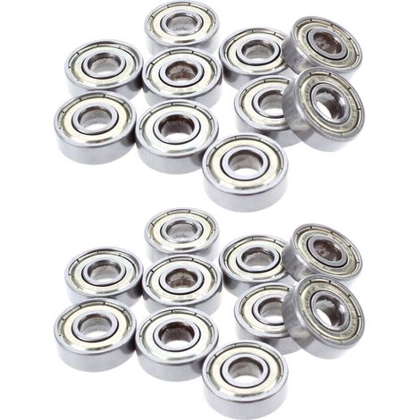 Adatto per 2 cuscinetti a sfera in acciaio a gola profonda in miniatura 608 ZZ 8 x 22 x 7 mm, 10 pezzi per confezione.