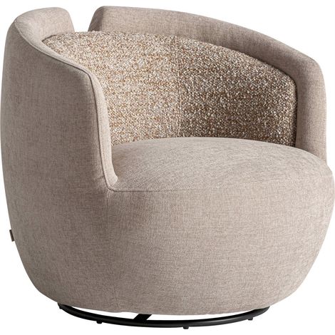 Fauteuil pivotant contemporain en tissu beige - beige et noir (1/5)