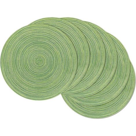 Runde, gewebte Platzsets – 6er-Set – 38 cm – PVC – Hitzebeständig – Rutschfest – Waschbar – Geeignet für Küchen- und Esstische (1/5)