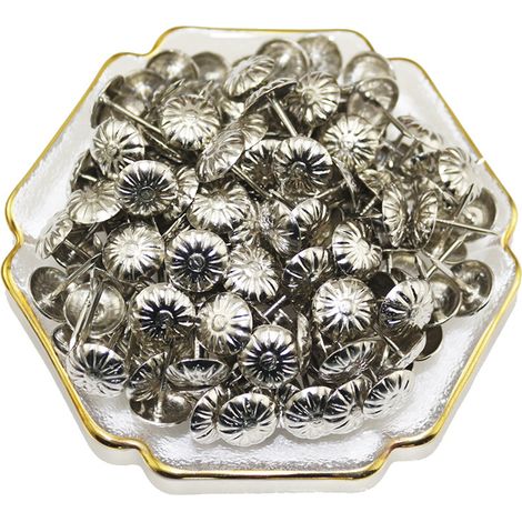 11 x 16mm meubles clous tapisserie d'ameublement punaises chrysanthème motif rétro Bronze fer ongles broches pour canapé liège décoration fixe 100 pièces