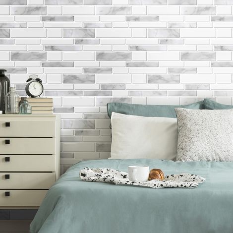 10Pcs Self-Adhesive Marble Pattern Wall Tile Stickers (1/5)