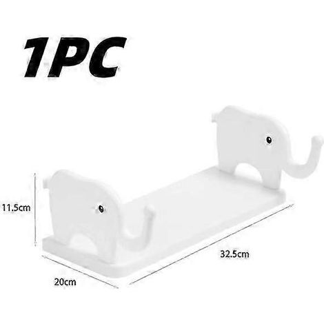 Étagère de rangement en forme d'éléphant PING-3PCS, étagère de rangement sans trou pour accessoires de salle de bain, étagère murale multifonctionnelle pour accessoires de salle de bain et condiments, (1/5)