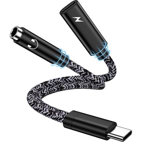 Adaptateur USB C Jack avec Charge Rapide, 2 en 1 Type C Prise vers AUX 3.5mm Cable Adaptateur Jack USB C pour Samsung S26 Ultra S25 S24 S23 A56 A55 5G A36 A35 A26 A25 A17 A16, iPhone 17 16 15 Pro Max (1/5)