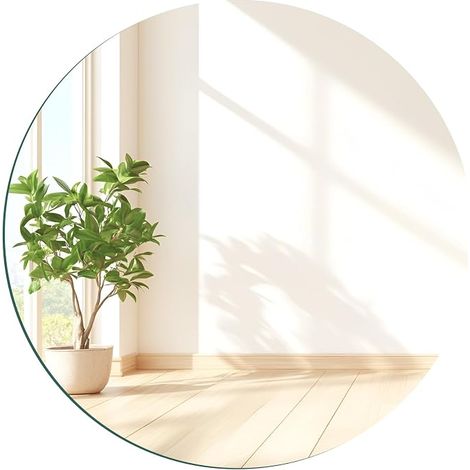 Miroir mural rond de 25 cm autocollant en verre circulaire Miroirs décoratifs HD sans cadre pour murs, salle de bain, chambre, salon, porte, etc (1/5)