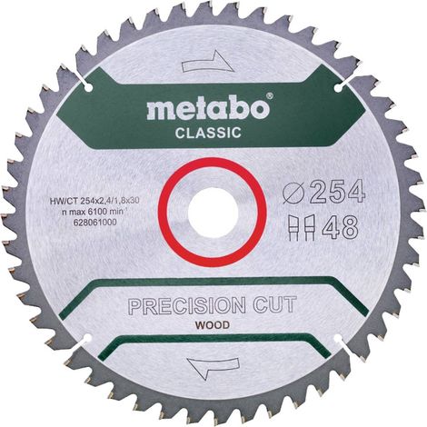 Metabo precision cut wood - classic 628061000 Lama circolare 254 x 30 mm Numero di denti: 48 1 pz.
