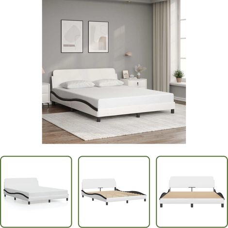 vidaXL Tête de lit - Cadre de lit Dover blanc et noir 160x200 cm similicuir (1/5)