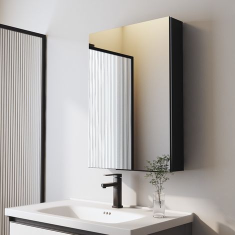 Spiegelschrank Bad 40x60 cm Badezimmer Spiegelschrank Schwarz Spiegelschränke Badspiegel Badschrank Hängeschränke Wandschrank Medizin Kabinett für Badezimmer, gäste wc