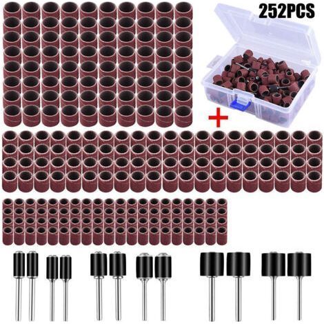 252 Pièces Tambour De Ponçage avec Boîte Gratuite, Comprenant 240 Pièces Bandes de Ponçage et 12 Pièces Tambour Mandrin pour Outils Rotatifs (1/5)