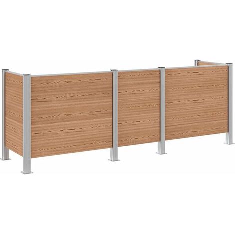 Clôture de poubelle marron, mesurant 315 x 85 x 115 cm, en aluminium et composite bois-plastique (WPC). (1/5)