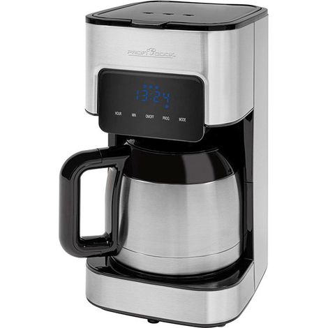 Cafetière inox 1,2 L – Commande tactile – Minuterie digitale programmable – Fonction de sélection d'arôme – Protection anti-goutte – Proficook (1/5)