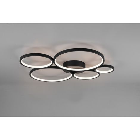 Rondo Plafón 5 Círculos Led Regulable Negro L59 cm Trio Lighting (1/4)