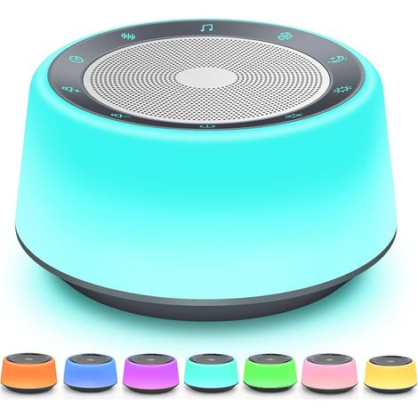 Máquina De Ruido Blanco MINKUROW, Máquina De Sonido Para Dormir Con 16 Sonidos Relajantes, Luz Nocturna Para Bebés De 7 Colores, Toque Completo, Temporizador De 5 Velocidades, Máquina De Sonido Para B (1/5)