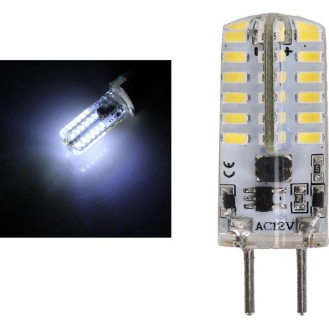 Ampoule LED GY6.35 3W 300LM 12V AC pour Lustre Plafonnier (Blanc Froid 6000-6500K) - 48 LEDs en Silicone